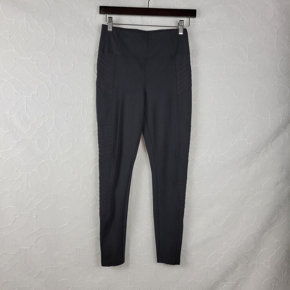 Athleta Delancey Moto Tight Womens Leggings Size S Black High Rise Zip Pockets